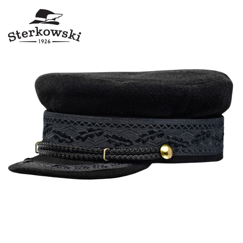 Sterkowski XXL Hamburg Classic Black Sailor Cap Wool Breton Hat‎ Men Women